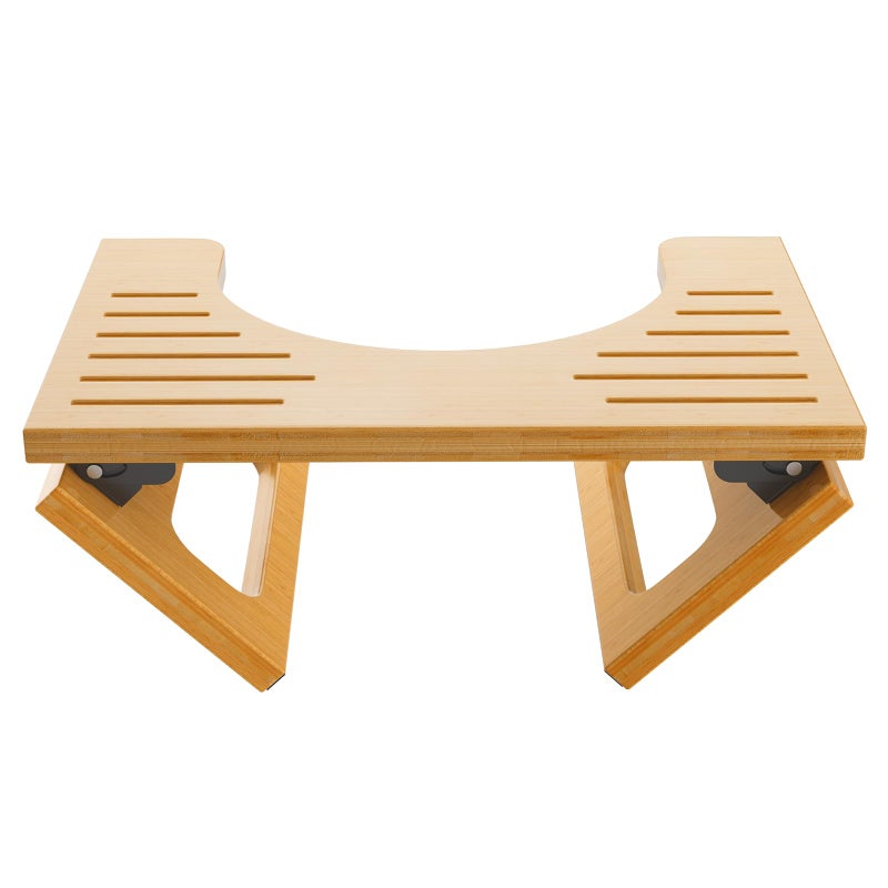 AmazerBath 7 Inches Bamboo Toilet Stool Squat for Adult, Foldable Squatting Potty Stools for Bathroom, 0.79" Thickness Poop Stool with Non-Slip Strip, Space-Saving, No Assembly Required, Natural Color - Image 1