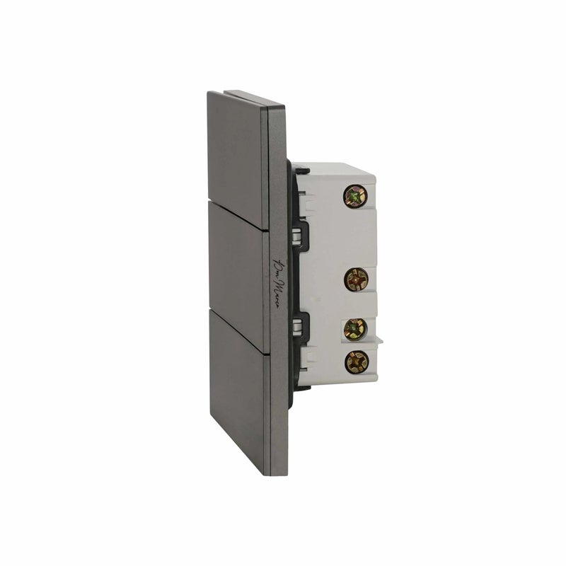 Donmarco Ultra Thin 3 Gang 1 Way Light Switch – 250V 10A, Ultra Thin Premium Plastic Material, Fire-Resistant Electric Switch, 15-Year Warranty, Wall Switch for Home and Office (Matt Grey) - Image 3