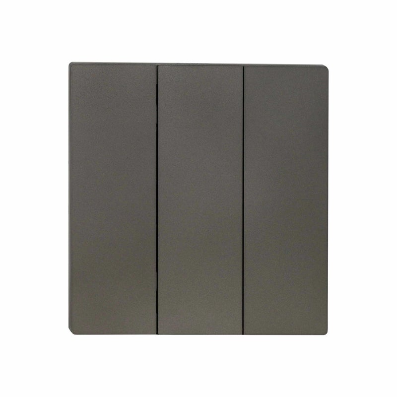 Donmarco Ultra Thin 3 Gang 1 Way Light Switch – 250V 10A, Ultra Thin Premium Plastic Material, Fire-Resistant Electric Switch, 15-Year Warranty, Wall Switch for Home and Office (Matt Grey) - Image 1