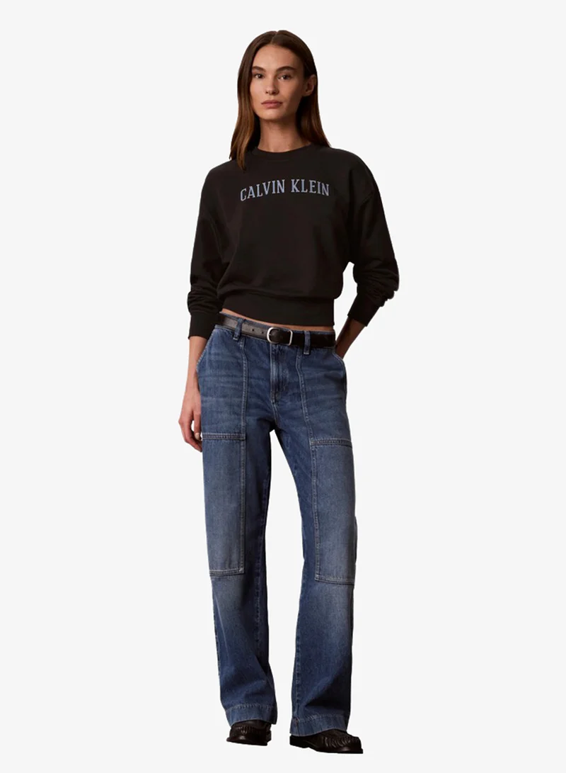 Calvin Klein Jeans  Varsity Logo Terry Cropped Sweatshirt for Women | Best Price UAE