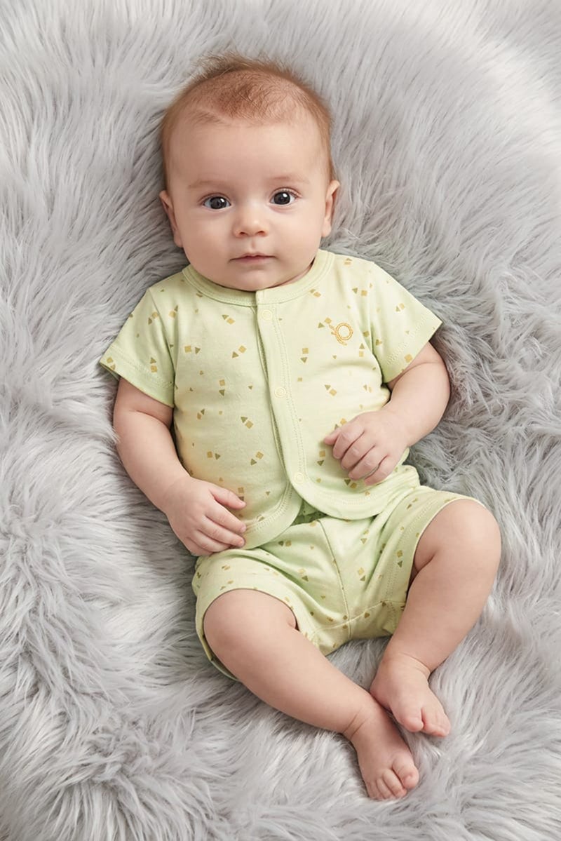 POPEES Toddlers Boy 2 Pcs Graphic Print Top And Bottom Set, Mint Greem - Image 1