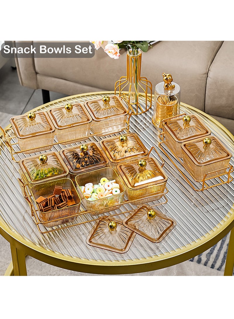 كوكيجو صينية تقديم الوجبات الخفيفة مع غطاء ، اطباق مقسمة 6 حاويات شفافة لتقديم الحلوى والمكسرات رف معدني اوعية للحلوى والفواكه والوجبات صندوق تخزين الطعام بلاستيك - Image 3