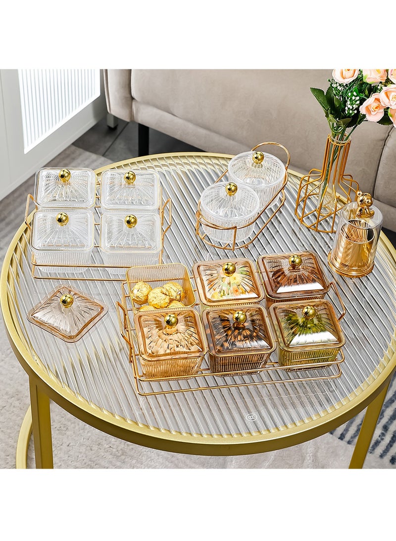 كوكيجو صينية تقديم الوجبات الخفيفة مع غطاء ، اطباق مقسمة 6 حاويات شفافة لتقديم الحلوى والمكسرات رف معدني اوعية للحلوى والفواكه والوجبات صندوق تخزين الطعام بلاستيك - Image 4