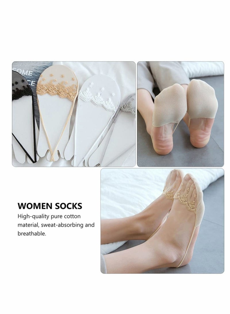 SOLARAE Liner Socks Invisible Boat Shoe Socks Heelless Sock Breathable Hidden Liner for Summer Women Slip On Sneakers 4 Pairs (Black, Gray,Skin Color,White) - Image 5