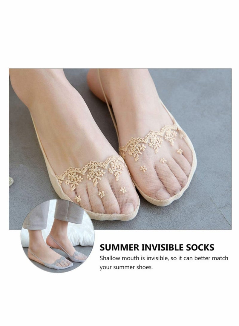 SOLARAE Liner Socks Invisible Boat Shoe Socks Heelless Sock Breathable Hidden Liner for Summer Women Slip On Sneakers 4 Pairs (Black, Gray,Skin Color,White) - Image 2