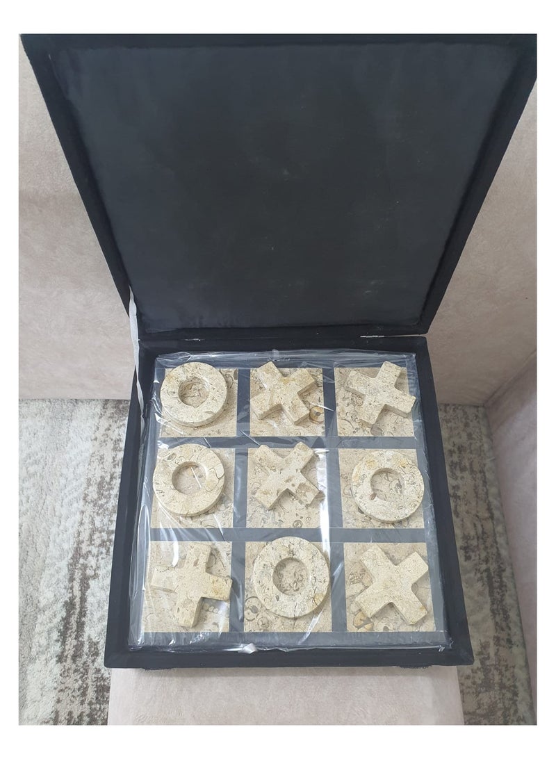 Beige Marble XO Game, With a Luxury Box, and a Pakistani Marble Base. - Image 1