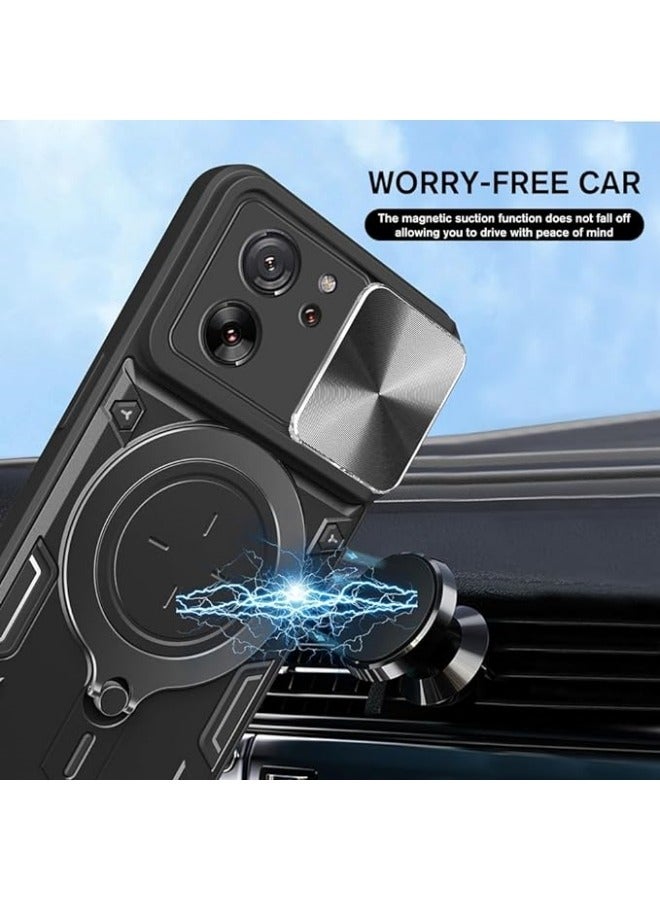 Compatible with Xiaomi 13T/13T Pro Case with 360°Rotatable Ring Stand,[Compatible with Mag-Safe][Slide Camera Cover] Military Grade Heavy Duty Protective Case  - Image 4