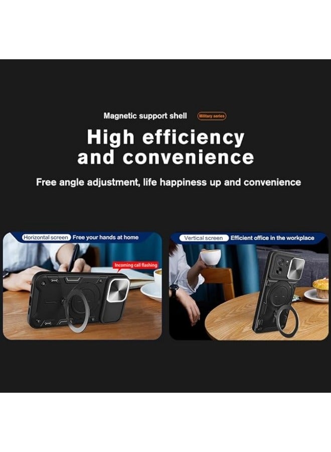 Compatible with Xiaomi 13T/13T Pro Case with 360°Rotatable Ring Stand,[Compatible with Mag-Safe][Slide Camera Cover] Military Grade Heavy Duty Protective Case  - Image 3