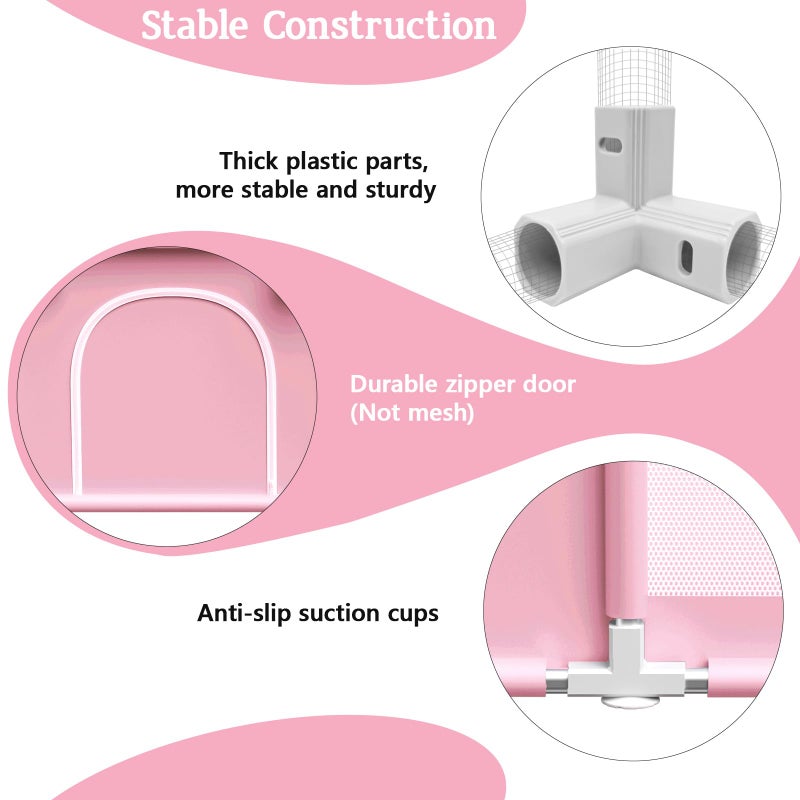 Jaobeem Pink Baby Playpen with Mat, 50x50 Inch Playpen with Mat Waterproof for Babies and Toddlers Play Pen for Girls Pink Playards Safety Gate Fence Active Center Indoor - Image 5