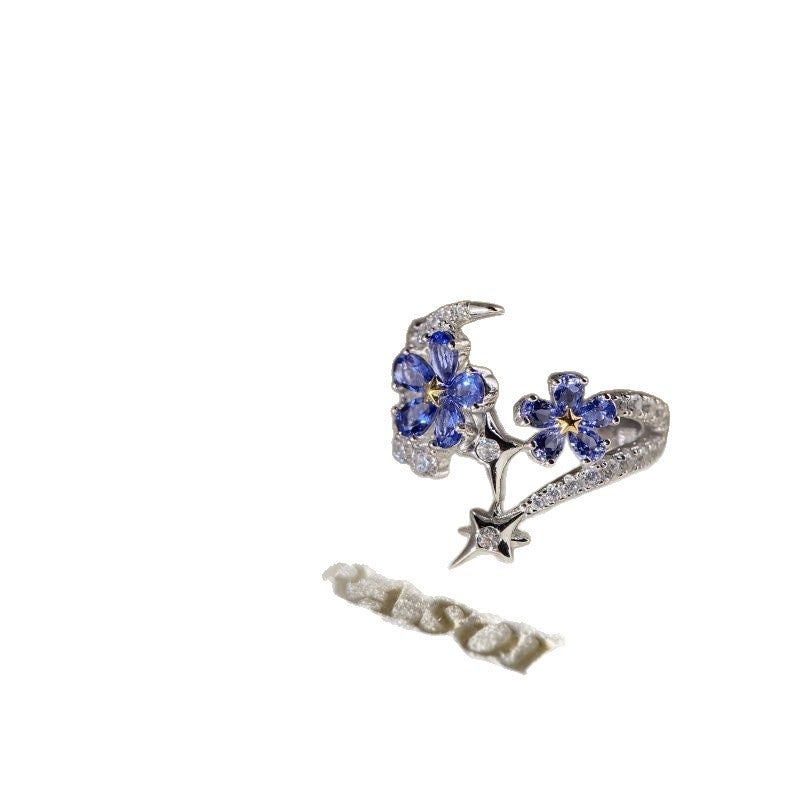 Love and Producer Shenxinghui Star Flower Ring Blue Zircon Anime Cosplay Proposal Ring - Image 5