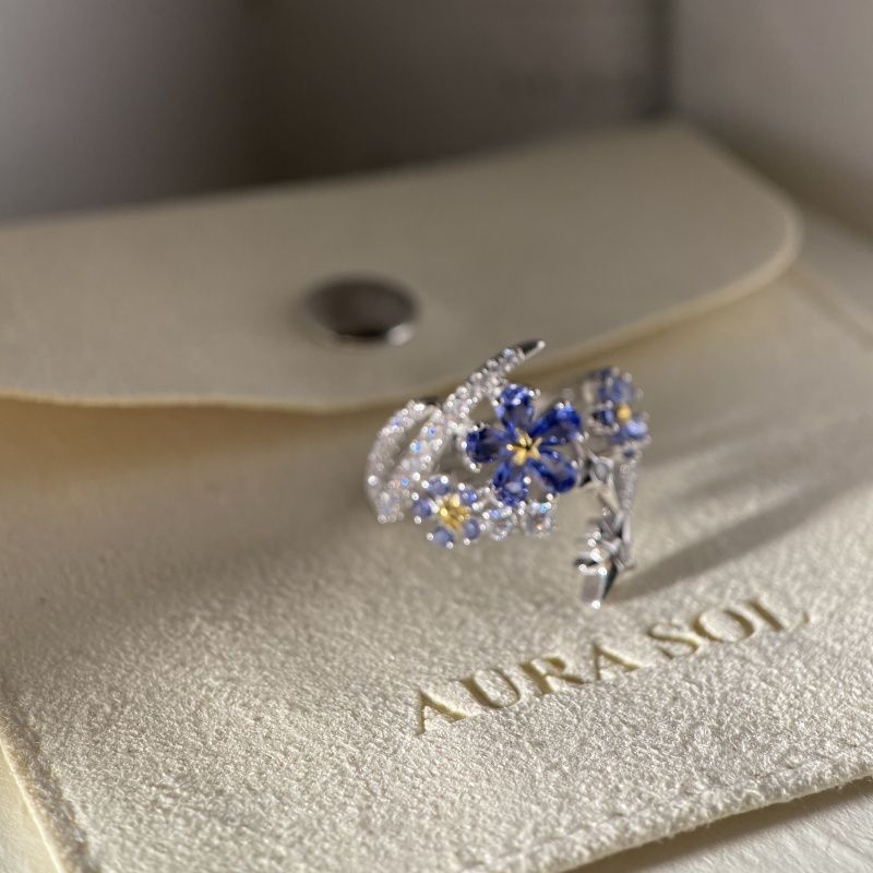 Love and Producer Shenxinghui Star Flower Ring Blue Zircon Anime Cosplay Proposal Ring - Image 2