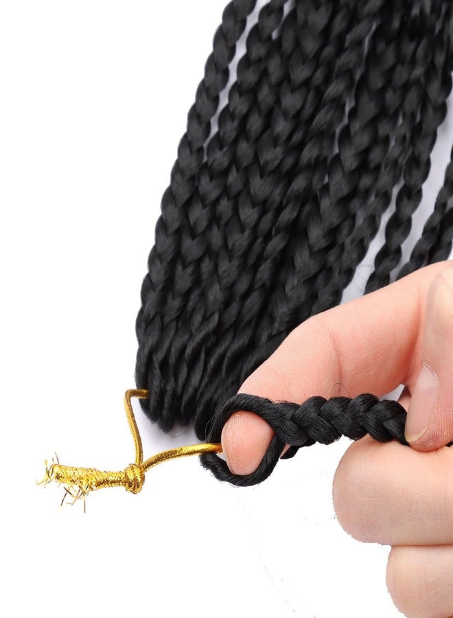 LMZIM 14 Inch Goddess Box Braids Crochet Hair Bohomian Crochet Box Braids Curly Ends 8 Pack 3X Crochet Braids Synthetic Braiding Hair Extension Black (14inch, 1 - Image 4