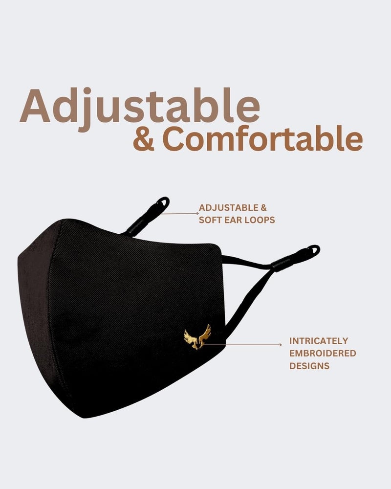 MASQ 4-Layer Anti-Pollution Reusable & Adjustable Cotton Cloth Face Mask for Men & Boys, Anti-Bacterial BFE>99%, Pack of 3, Multicolor, Black, Navy, Red - Image 4
