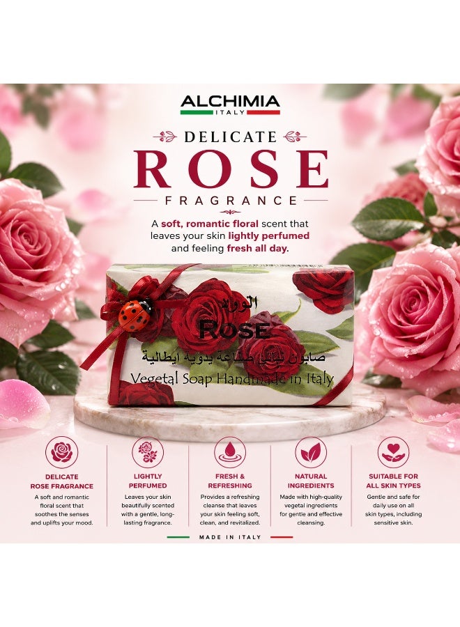 Alchimia Vegetal Soap Rose 100G | Elegant Italian Soap with Delicate Rose Fragrance |Feminine scents light skincare touch | Maintain Skin natural moisture balance - Image 3