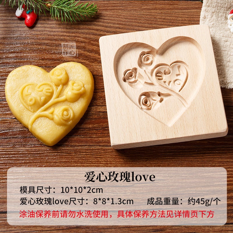 New Wooden Cookie Mold Cookie Mold Cutter Beech Cookie Crispy Wooden Mold - Image 1