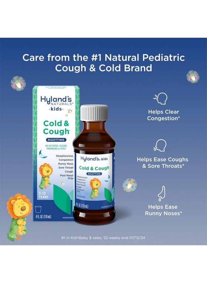 Hyland's Kids Cold and Cough, Nighttime Cough Syrup Medicine for Kids Ages 2 and up, Decongestant, Sore Throat relief and Sleeplessness, Relief of Common Cold Symptoms, 4 Fl Oz - Image 1