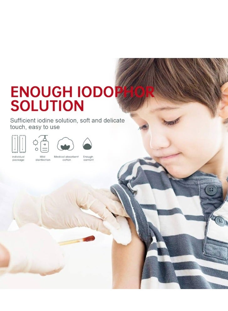 Sumifun 50 Pcs Iodine Swabsticks Individually Wrapped - First Aid Cotton Swabs for Wound Prevent Cleanning in Nasal Ears Bruise - Image 4