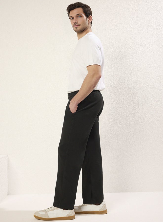 trendyol Black Straight Knitted Casual Trousers  - Image 2