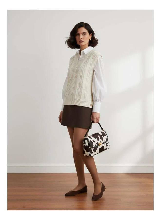 Sherin Ecru Sweater with Button Details.