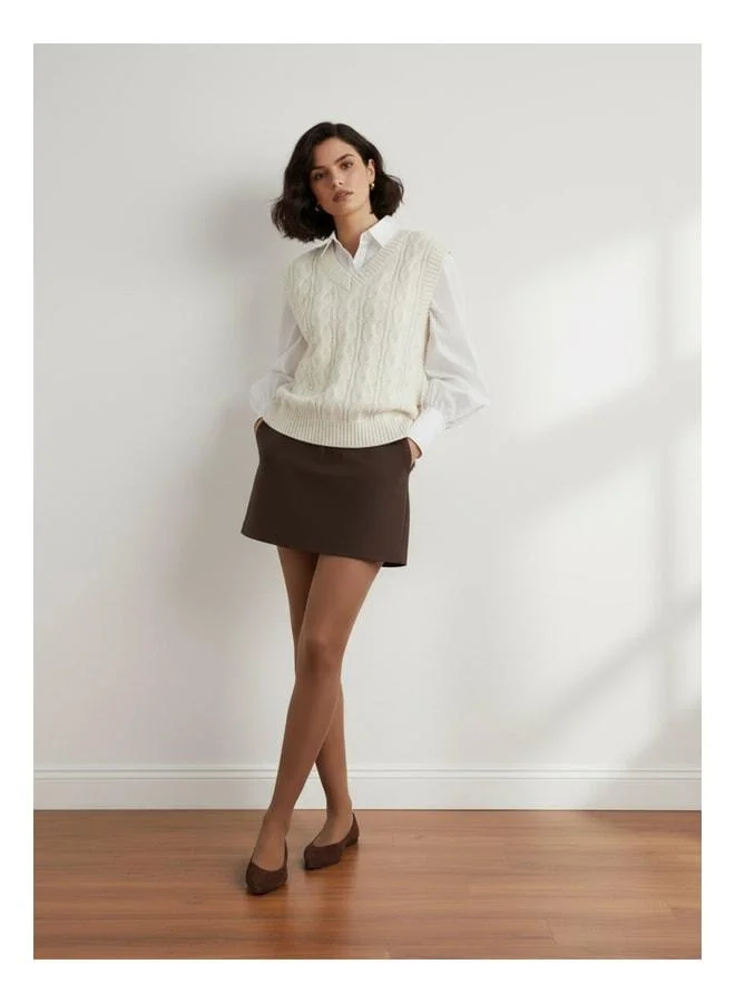 Sherin Ecru Sweater with Button Details.