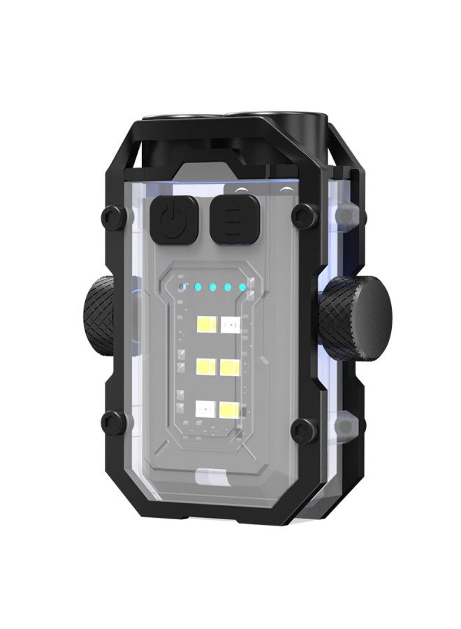 Cross-border Mini Keychain Lamp Decompression Fingertip Gyro Bottom Magnetic Multi-gear Adjustable Cap Clip Lamp Headlight 