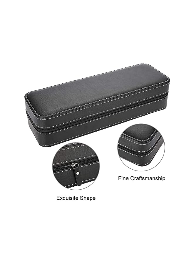 PADOM Watch Box Portable Travel Zipper Case Collector Storage, portable zipper watch box PU leather watch box (6 Slot) - Image 2