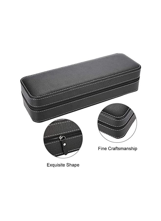 PADOM Watch Box Portable Travel Zipper Case Collector Storage, portable zipper watch box PU leather watch box (6 Slot)  - Image 3