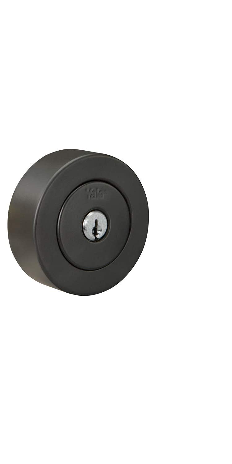 Yale Home Flat Round Single Cylinder, Black Suede Deadbolt - Image 3