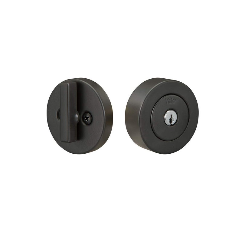 Yale Home Flat Round Single Cylinder, Black Suede Deadbolt - Image 1