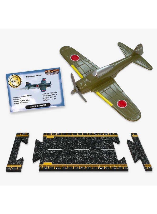Hot Wings Planes Zero with Connectible Runway, Green - Image 1