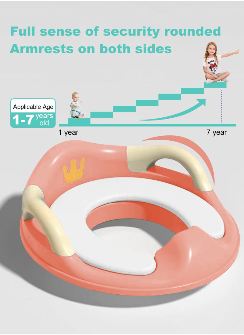 URbazaar Potty Training Seat, Portable Kids Toilet Seat Large Non-Slip Potty Chair Toddler Toilet Trainer Ring with Detachable PU Padded Cushion Safe Handle Baby Splash Guard for Round Oval Toilet  - Image 4