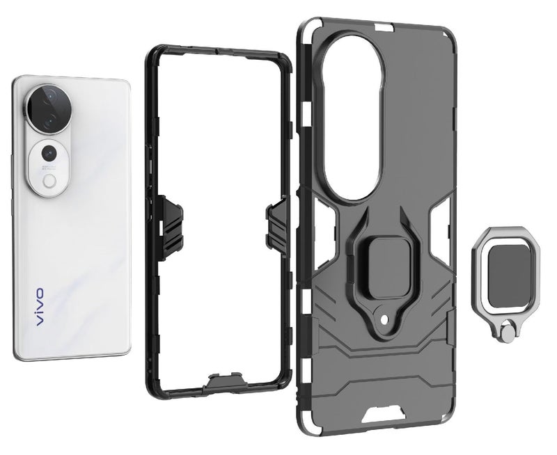 SPAZY CASE® Vivo V40 / V40 Pro 5G / T3 Ultra 5G Back Cover | Dual Layer Armor Defender Full Body Protective + PC Hybrid Kickstand Back Case for Vivo V40 / V40 Pro 5G / T3 Ultra 5G - Image 2