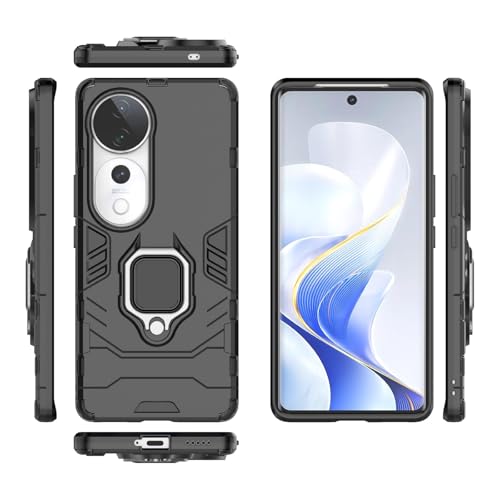 SPAZY CASE® Vivo V40 / V40 Pro 5G / T3 Ultra 5G Back Cover | Dual Layer Armor Defender Full Body Protective + PC Hybrid Kickstand Back Case for Vivo V40 / V40 Pro 5G / T3 Ultra 5G - Image 5