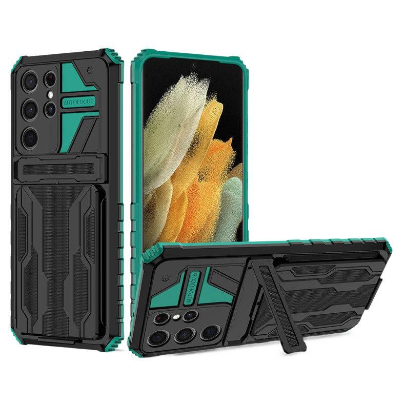 غطاء واقي بEco باللون الأخضر Material، حامل بطاقات، أخضر، حامل قائم، لـ Samsung S25 Ultra / Samsung S25 بوظيفة حامل للهدايا للاستخدام الشخصي للعائلة - Image 1