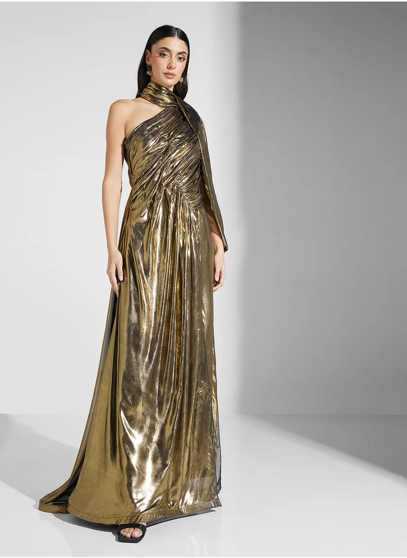 نمشي x One Shoulder Dress With Drapped Detail