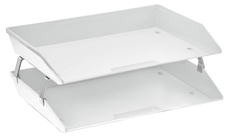 Acrimet Facility 2 Tier Letter Tray Side Load Letter SizeA4 Desktop File Organizer Plastic White Color