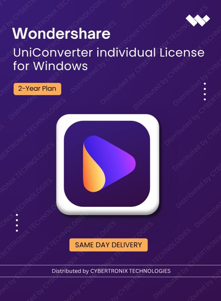 ترخيص فردي Wondershare UniConverter لنظام Windows | 2 سنة | ترخيص رقمي | تسليم في نفس اليوم