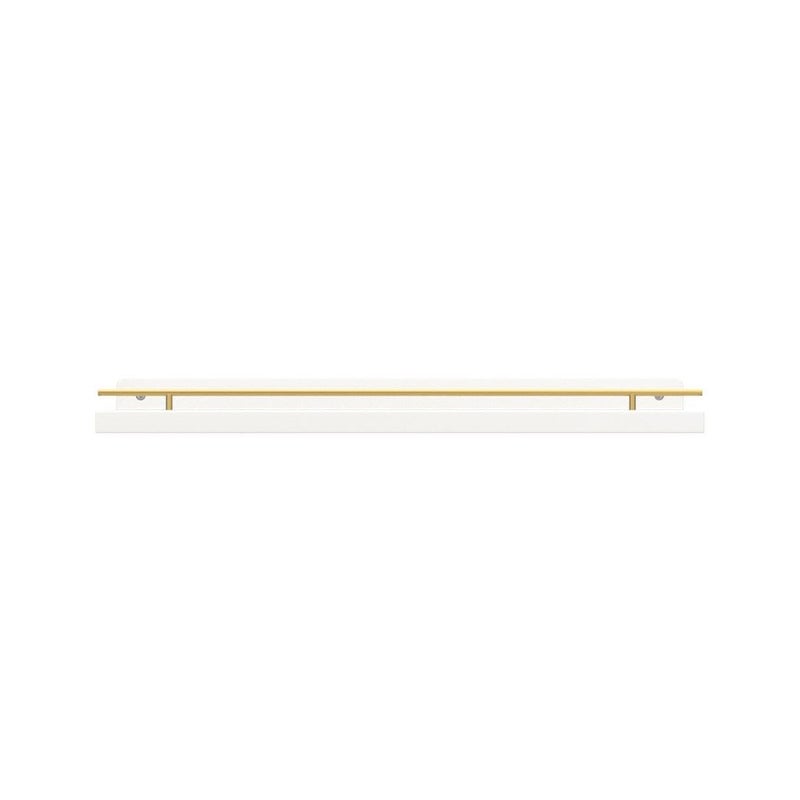 WOPITUES Floating Shelves with Gold Metal Guardrail, Shelves for Wall Decor Set of 3, Wall Shelves for Bedroom, Bathroom, Kitchen, Living Room, Plants, Picture Frames, Art- White and Gold - Image 4