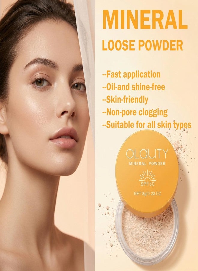 MinFei Loose Face Powder, Mineral Powder SPF 30, Setting Powder with Powder Puff, Oil Control, Buildable Coverage, Natural Matte Finish, Powder Sunscreen for Face & Scalp (Medium) - Image 2