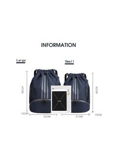Y&D Drawstring Backpack Bag Gym Sack String Men Women Basketball Bundle Pocket Student School Football Storage Large Capacity Fitness Dark Blue S/L  - Image 2