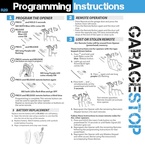 GARAGE STOP 2X for Genie Intellicode Garage Door Remote, G3T-BX G3T-R 3-Button Genie Garage Door Opener Remote Replacement, Auto-Seek Dual Frequency (1997 to Present) - Image 3
