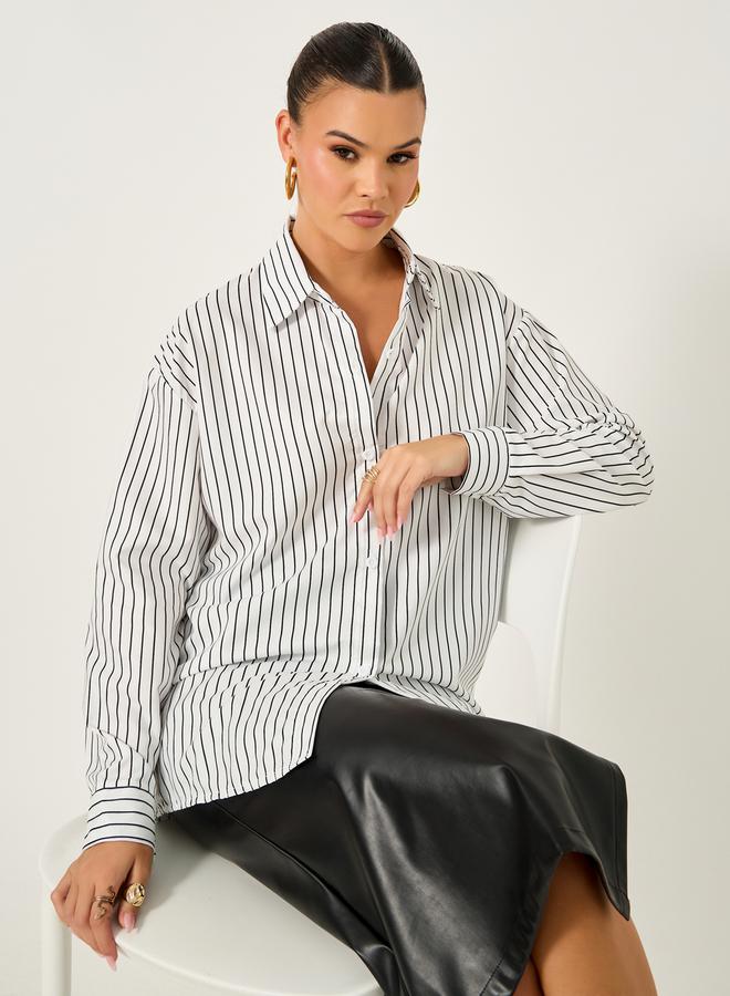 Styli Striped Oversized Long Sleeves Shirt - Image 1
