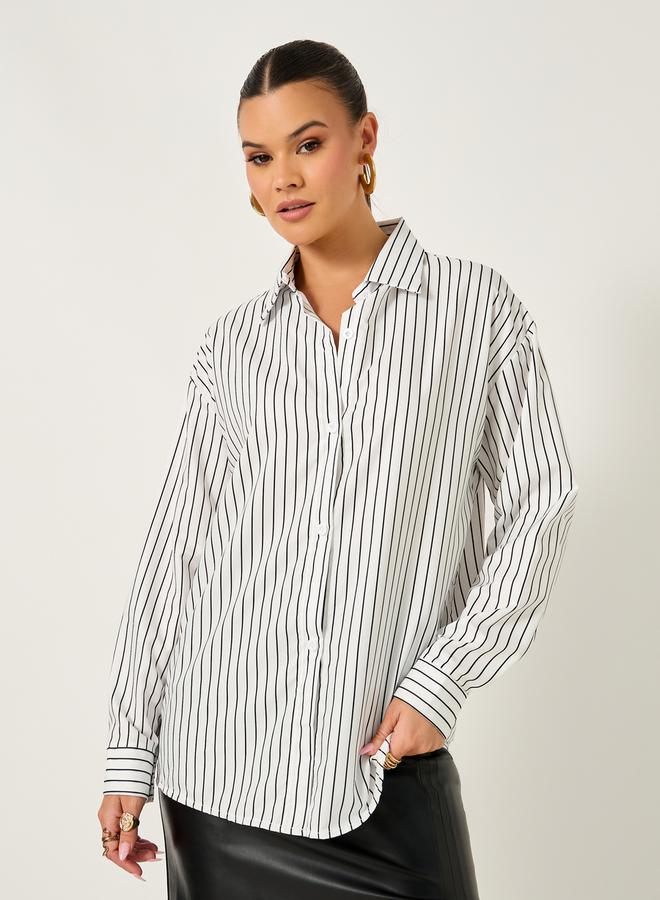Styli Striped Oversized Long Sleeves Shirt - Image 2