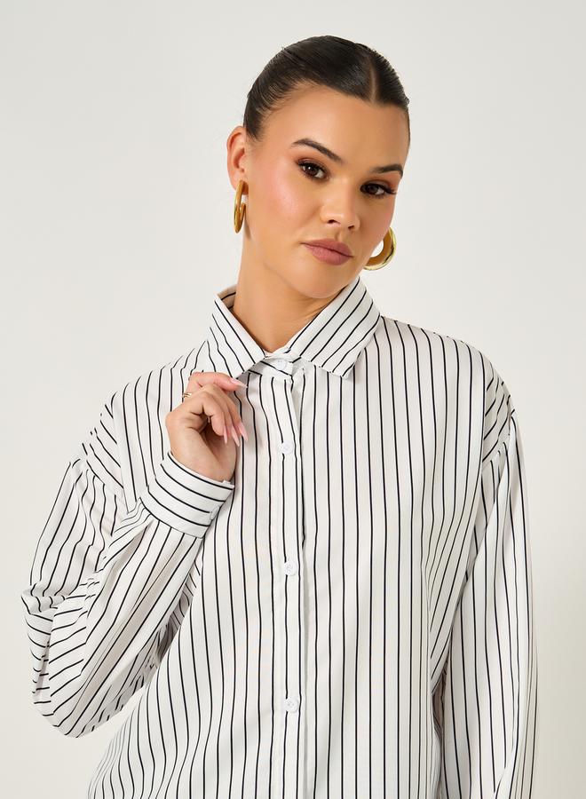 Styli Striped Oversized Long Sleeves Shirt - Image 4