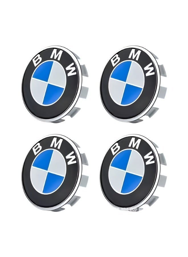 بي إم دبليو طقم 4 قطع أغطية مركز عجلات 56 مم أزرق وأبيض لسيارات BMW، أغطية جنوط بتصميم أصلي OEM، تركيب سهل بنظام الضغط، بديل متين لأغطية العجلات - Image 1