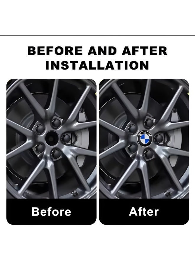 بي إم دبليو طقم 4 قطع أغطية مركز عجلات 56 مم أزرق وأبيض لسيارات BMW، أغطية جنوط بتصميم أصلي OEM، تركيب سهل بنظام الضغط، بديل متين لأغطية العجلات - Image 5