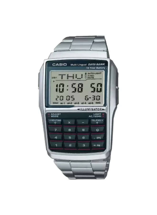 CASIO Unisex Digital Display Watch With Silver Stainless Steel Strap - DBC-32D-1A