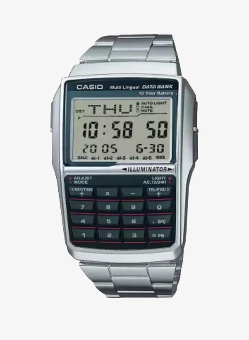 كاسيو Unisex Digital Display Watch With Silver Stainless Steel Strap - DBC-32D-1A