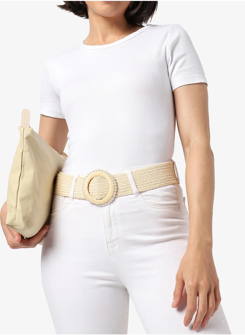 صوص هاوت Cream Textured Waist Belt