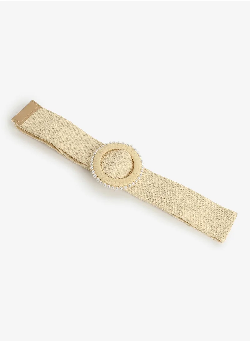 صوص هاوت Cream Textured Waist Belt